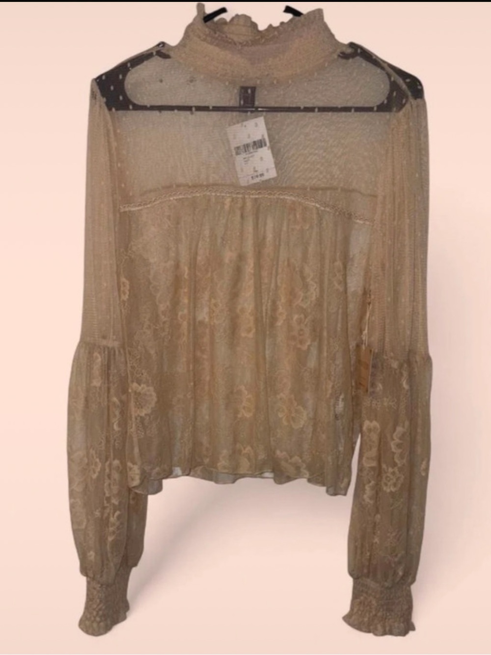 Forever 21 Rose Sheer Lace High-Neck Blouse